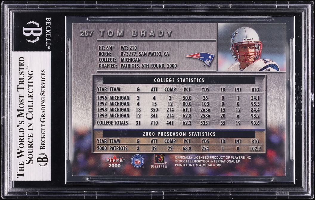 2000 Metal Football Tom Brady ROOKIE #267 BGS 9 MINT