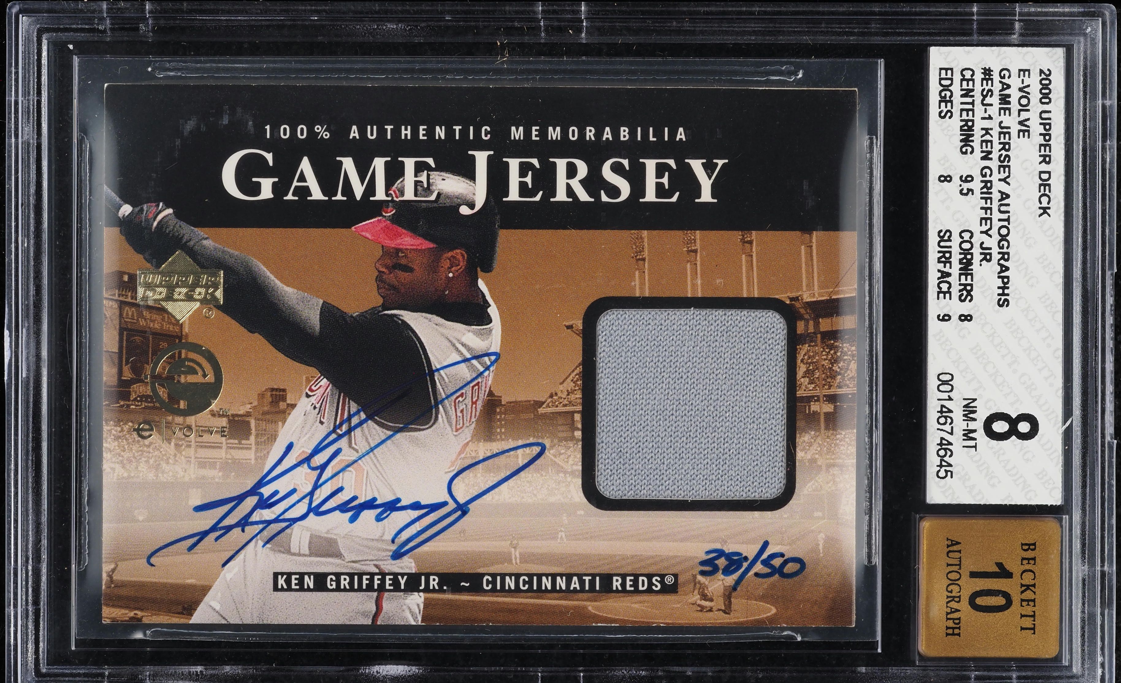 2000 Upper Deck Evolve Game Jersey Ken Griffey Jr. PATCH AUTO /50 #ESJ1 BGS 8