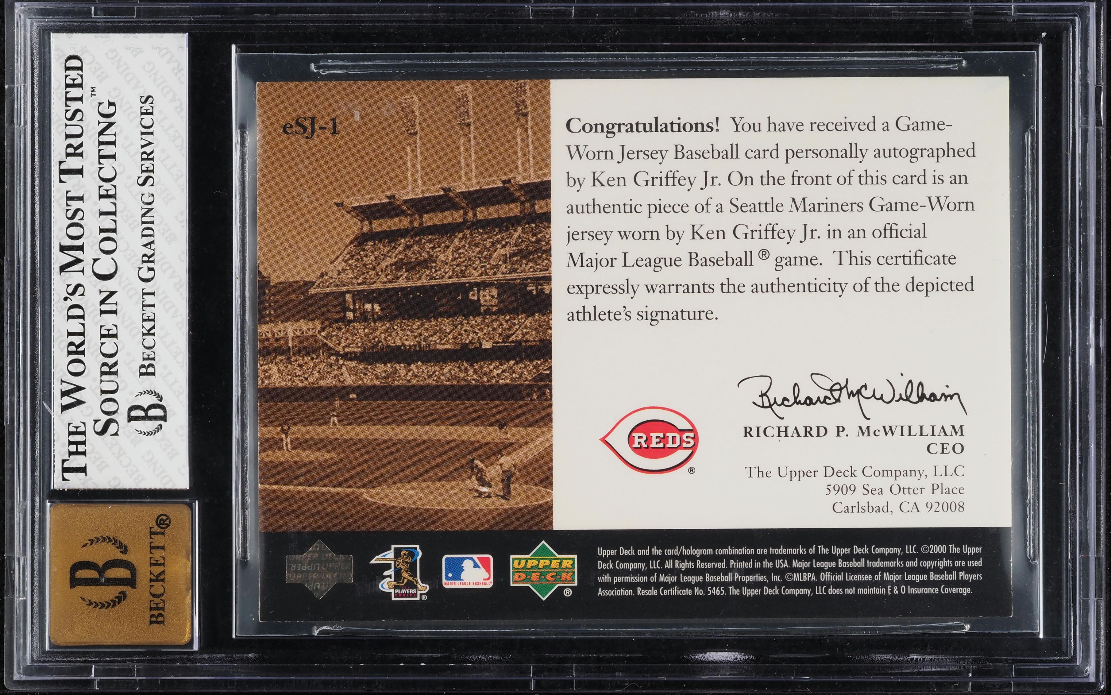 2000 Upper Deck Evolve Game Jersey Ken Griffey Jr. PATCH AUTO /50 #ESJ1 BGS 8 - Photo 2