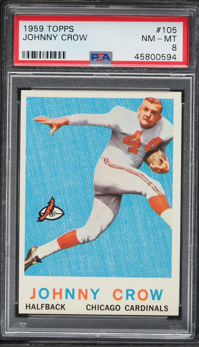 1959 Topps Football Johnny Crow ROOKIE #105 PSA 8 NM-MT