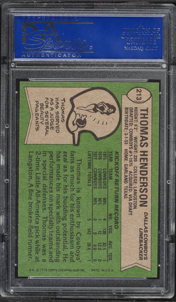 1978 Topps Football Thomas Henderson #213 PSA 9 MINT