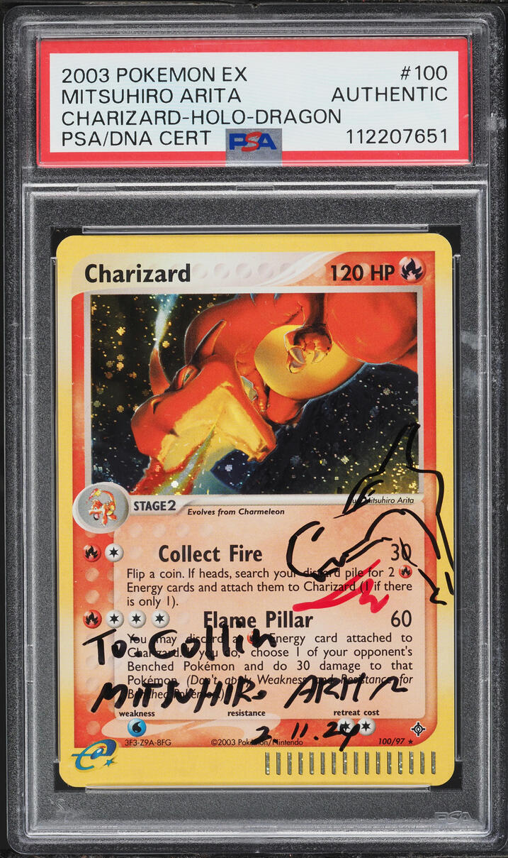 2003 Pokemon EX Dragon Holo Charizard Mitsuhiro Arita AUTO #100 PSA/DNA AUTH