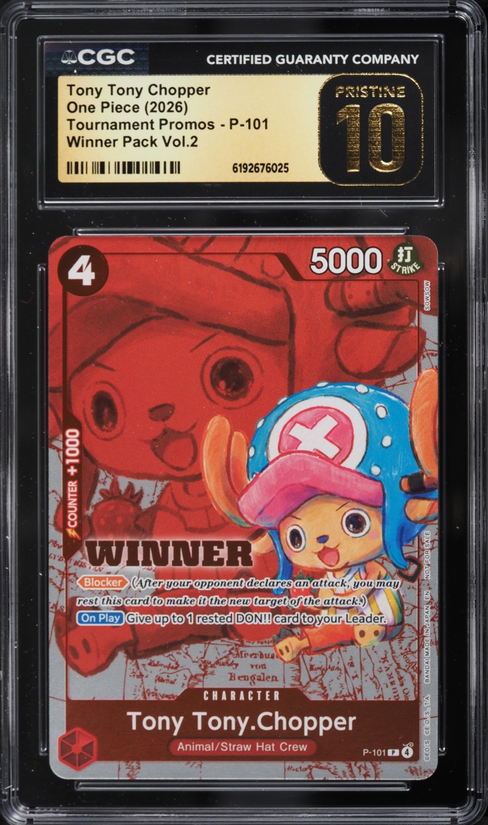 2026 One Piece Tournament Promo Winner Pack Volume 2 Tony Tony Chopper #P-101 CGC 10 PRISTINE