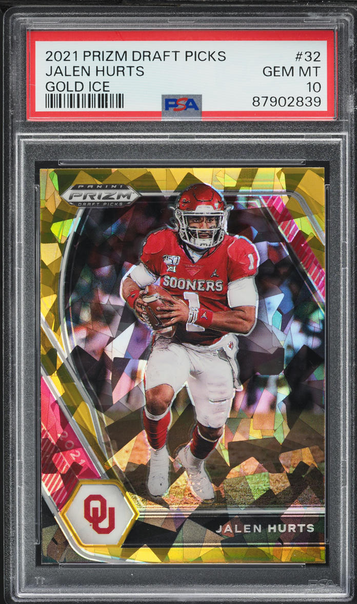 2021 Panini Prizm Draft Picks Gold Ice Jalen Hurts #32 PSA 10 GEM MINT