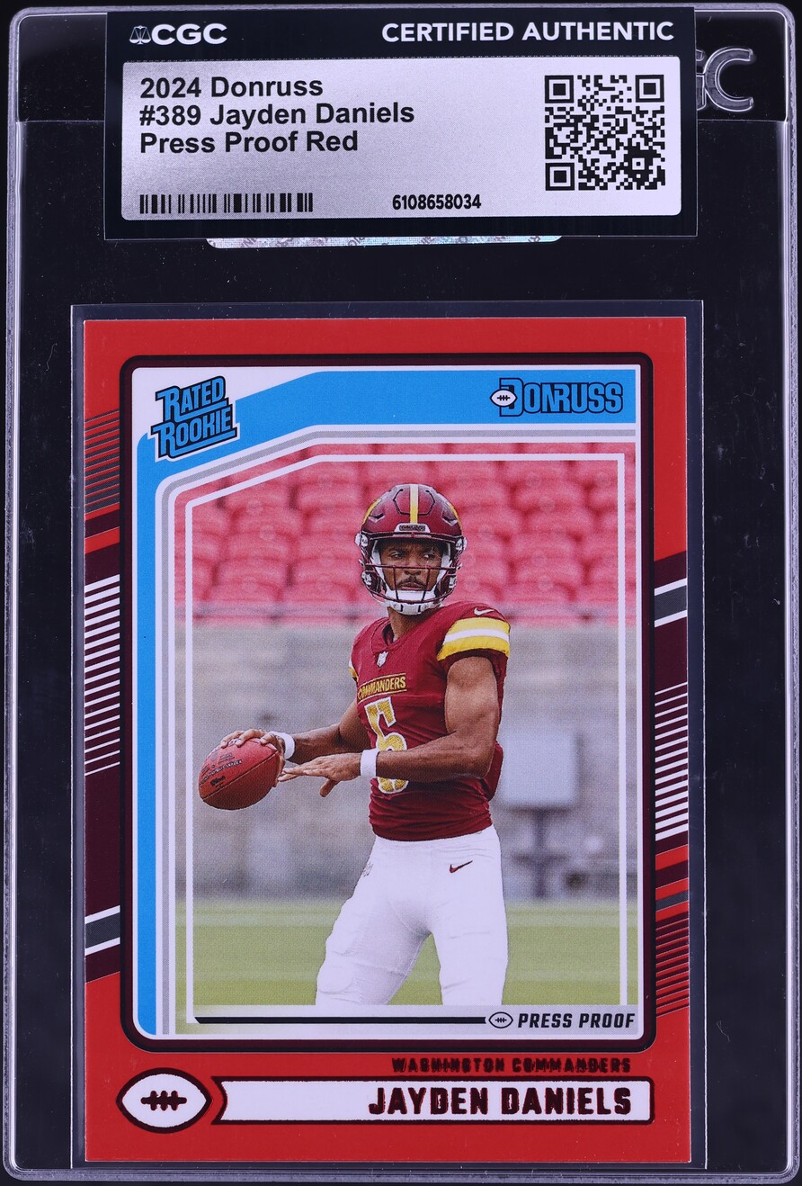 2024 Donruss Press Proof Red Jayden Daniels ROOKIE #389 CGC AUTH