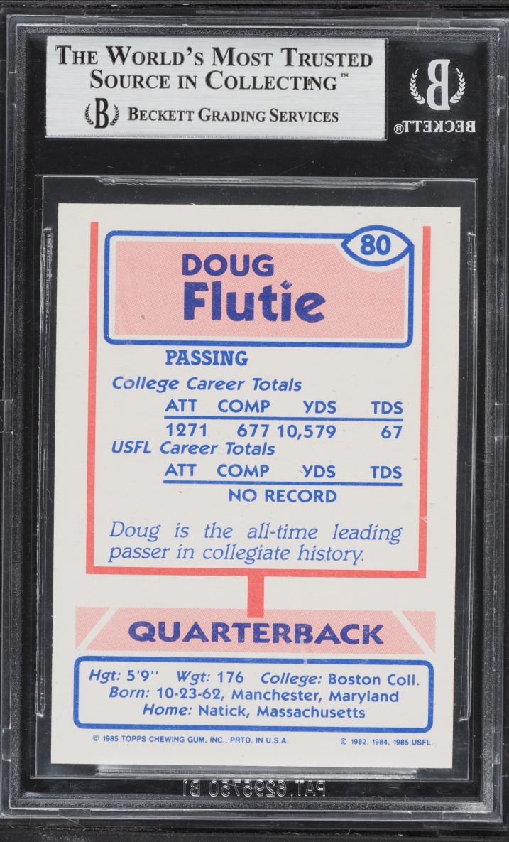1985 Topps USFL Football Doug Flutie ROOKIE #80 BGS 8.5 NM-MT+