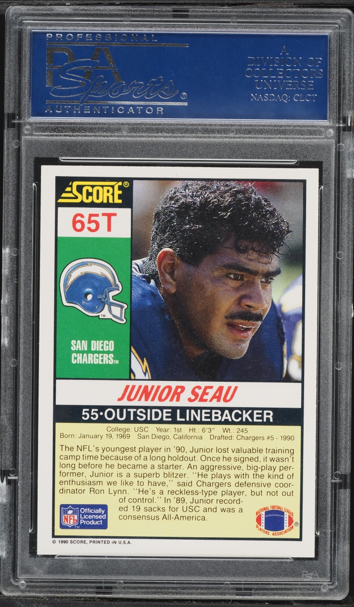 1990 Score Supplemental Junior Seau ROOKIE #65T PSA 10 GEM MINT