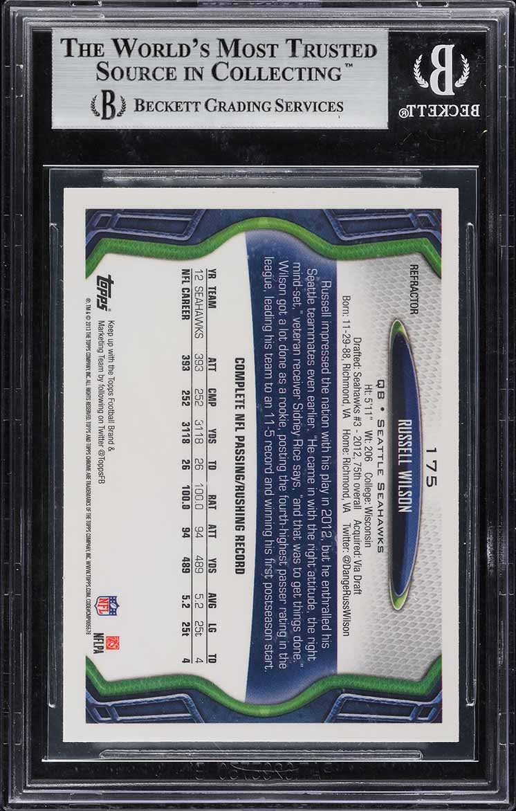2013 Topps Chrome Xfractor Russell Wilson #175 BGS 8.5 NM-MT+