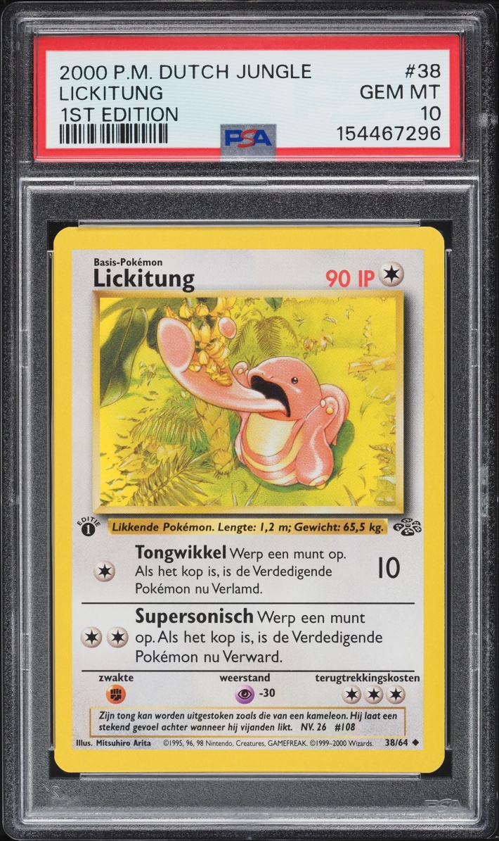 2000 Pokemon Dutch Jungle 1st Edition Lickitung #38 PSA 10 GEM MINT
