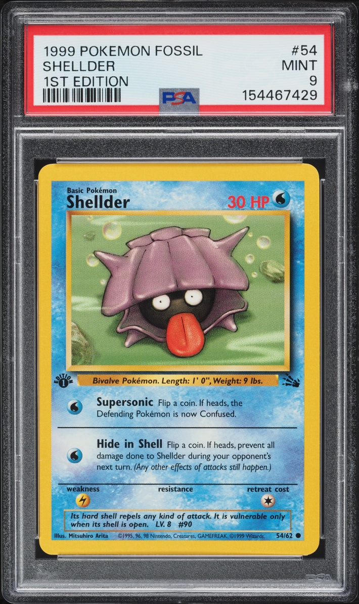 1999 Pokemon Fossil 1st Edition Shellder #54 PSA 9 MINT