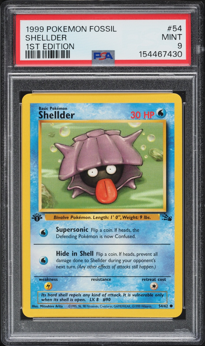 1999 Pokemon Fossil 1st Edition Shellder #54 PSA 9 MINT