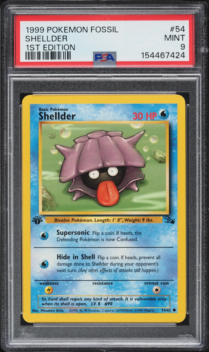 1999 Pokemon Fossil 1st Edition Shellder #54 PSA 9 MINT