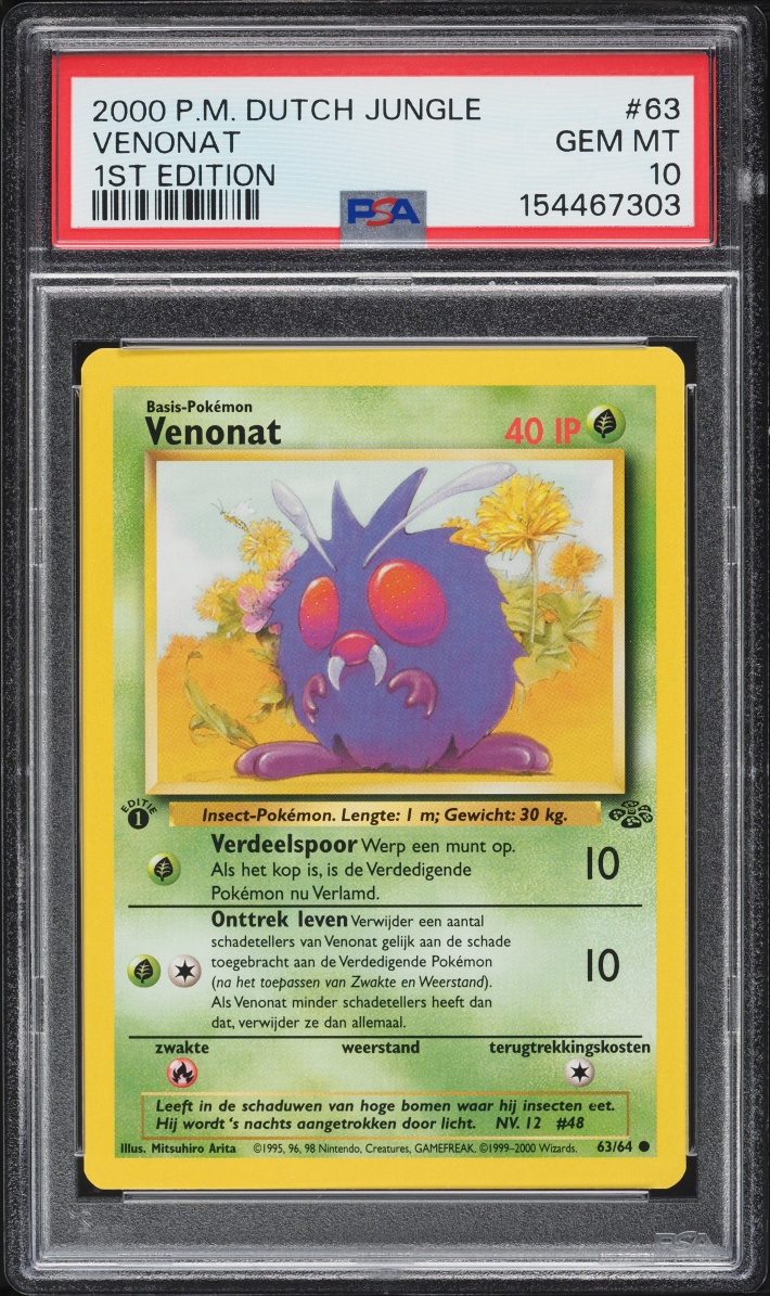 2000 Pokemon Dutch Jungle 1st Edition Venonat #63 PSA 10 GEM MINT
