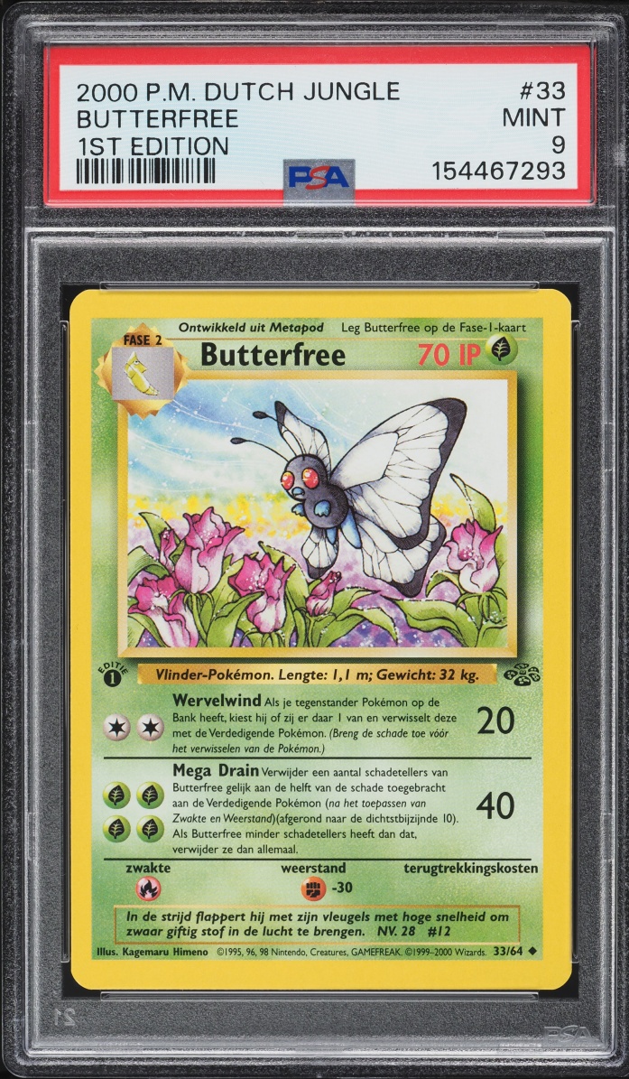 2000 Pokemon Dutch Jungle 1st Edition Butterfree #33 PSA 9 MINT