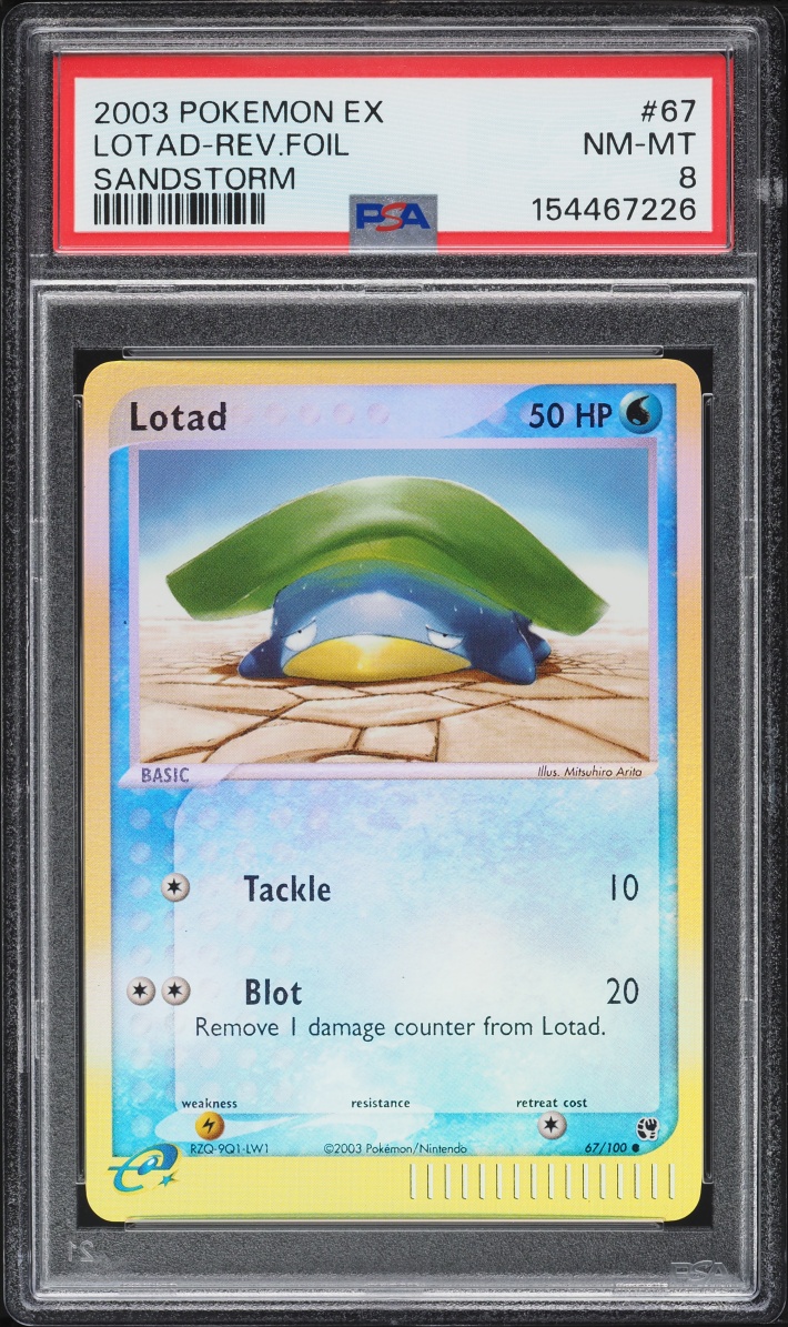 2003 Pokemon EX Sandstorm Reverse Holo Lotad #67 PSA 8 NM-MT