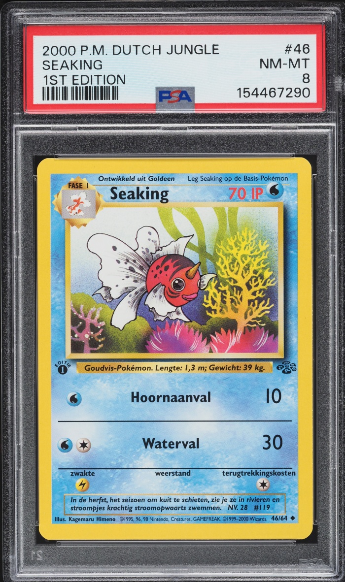 2000 Pokemon Dutch Jungle 1st Edition Seaking #46 PSA 8 NM-MT