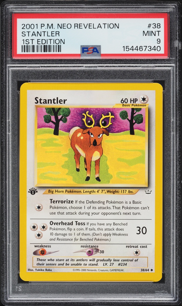 2001 Pokemon Neo Revelation 1st Edition Stantler #38 PSA 9 MINT