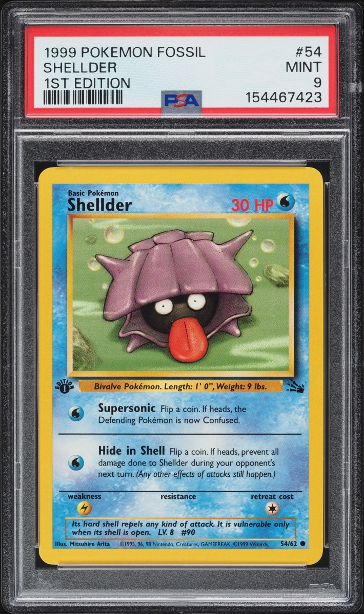 1999 Pokemon Fossil 1st Edition Shellder #54 PSA 9 MINT