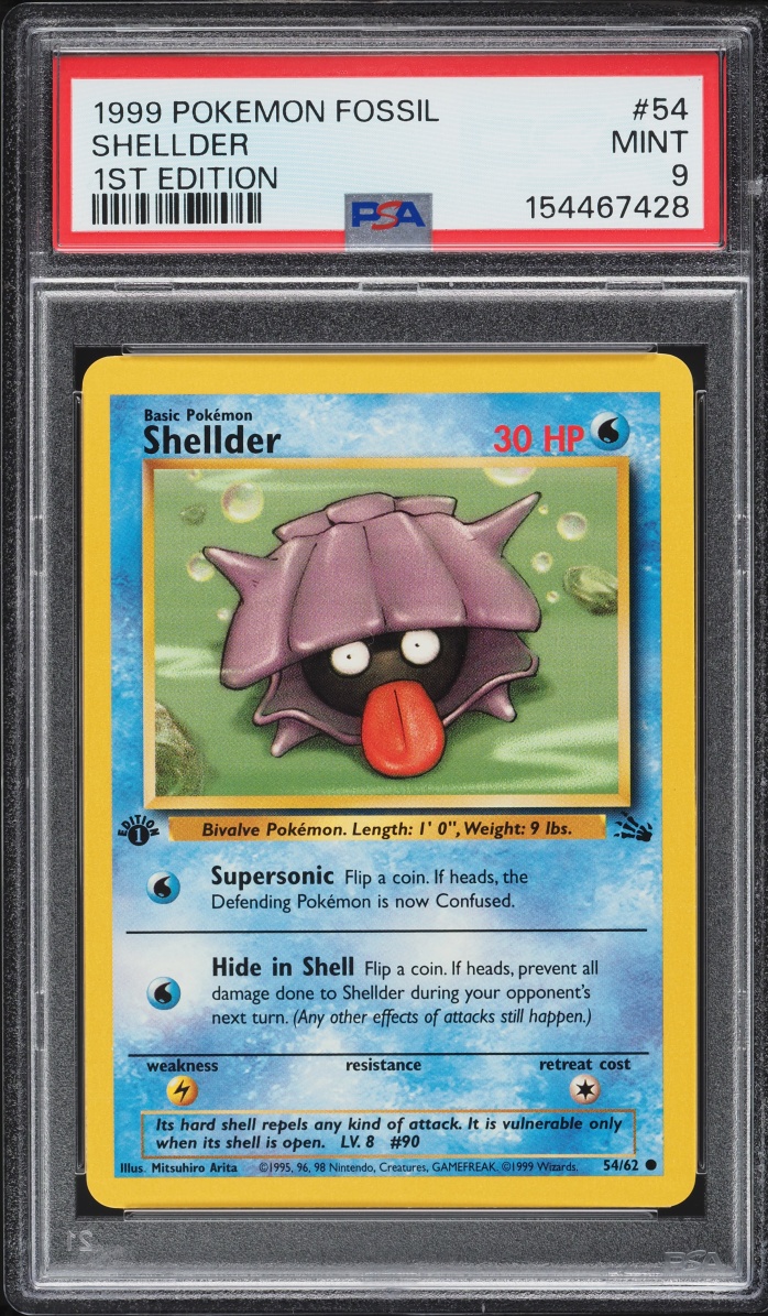 1999 Pokemon Fossil 1st Edition Shellder #54 PSA 9 MINT