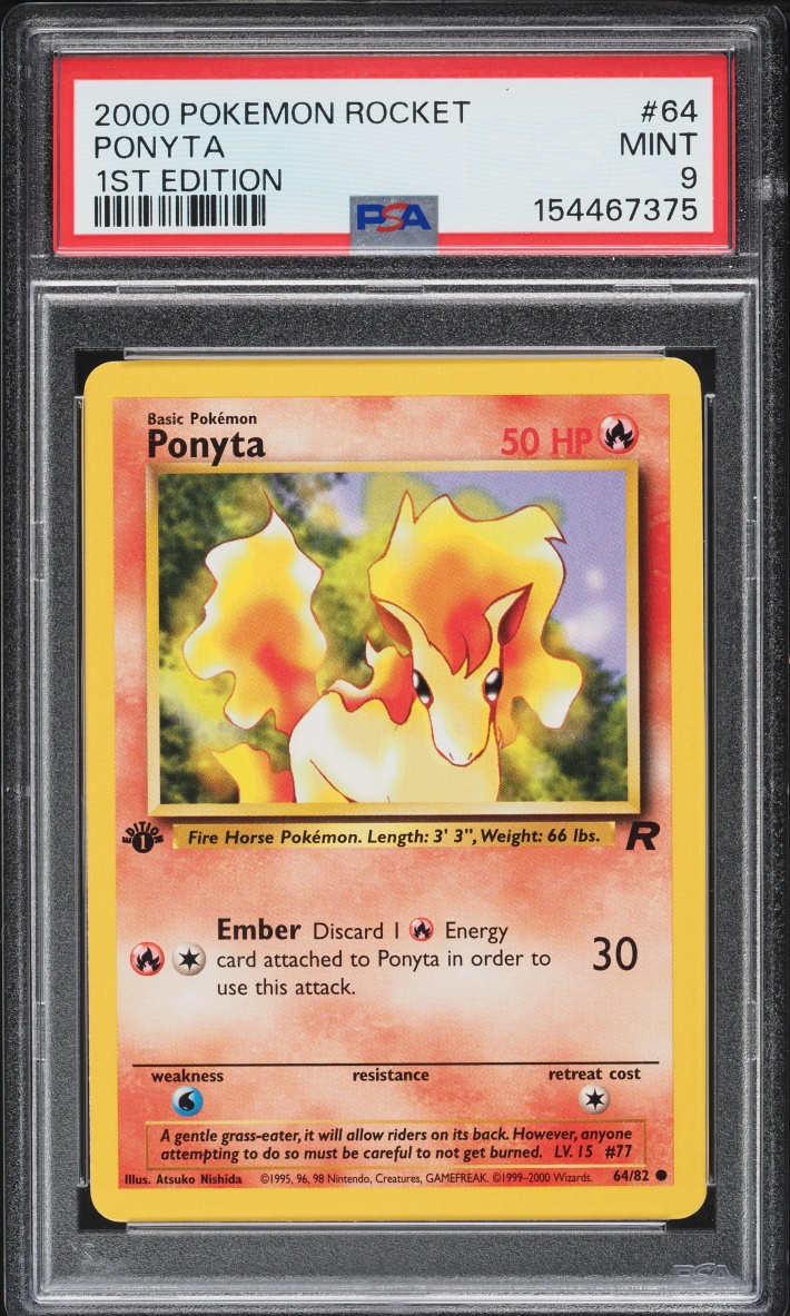 2000 Pokemon Team Rocket 1st Edition Ponyta #64 PSA 9 MINT
