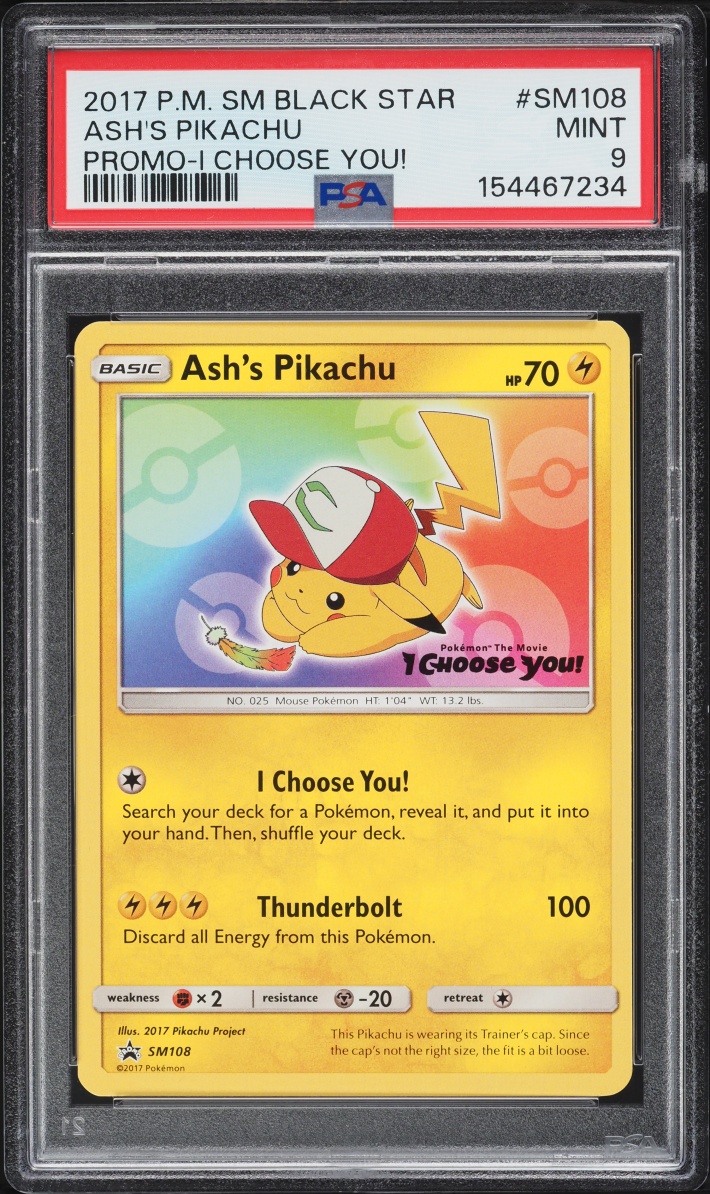 2017 Pokemon Sun & Moon Promo I Choose You! Ash's Pikachu #SM108 PSA 9 MINT