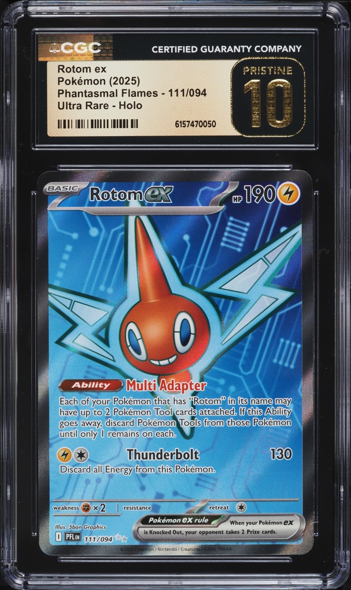 2025 Pokemon Mega Evolution Phantasmal Flames Full Art Rotom EX #111 CGC 10 PRISTINE