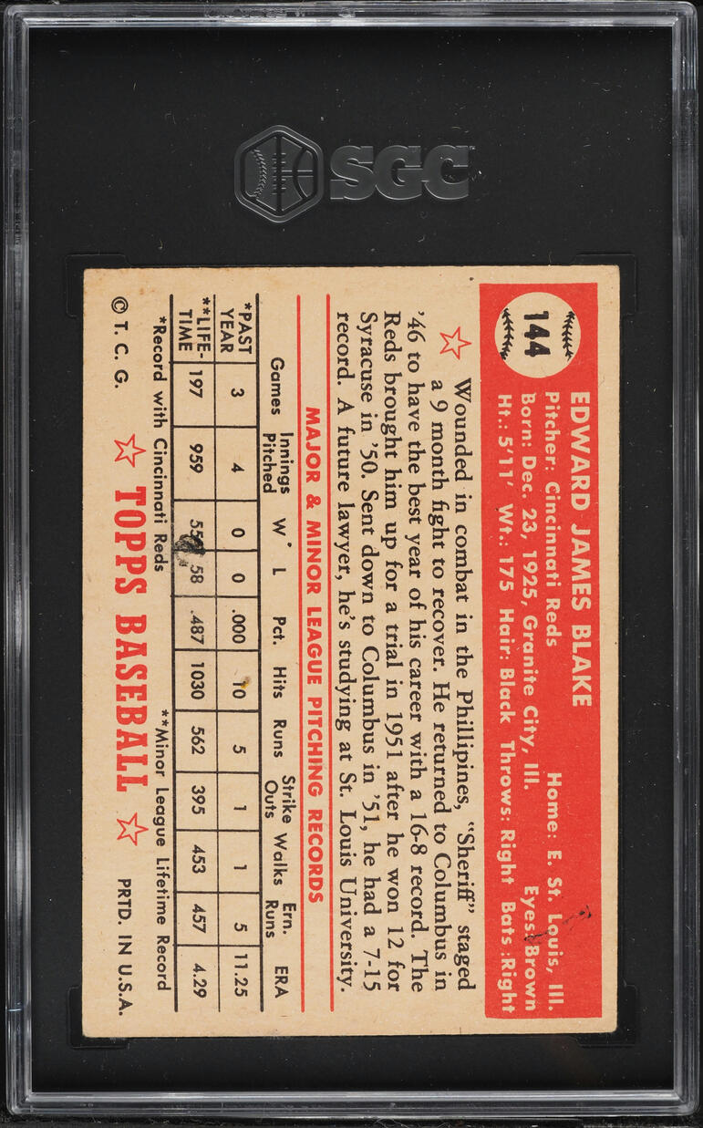 1952 Topps Ed Blake #144 SGC 2.5 GD+