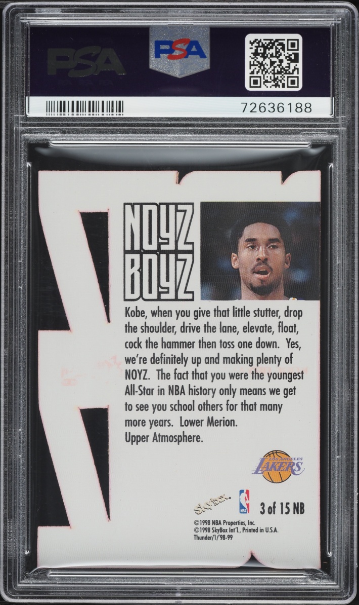 1998 Skybox Thunder Noyz Boyz Die-Cut Kobe Bryant #3NB PSA 9 MINT