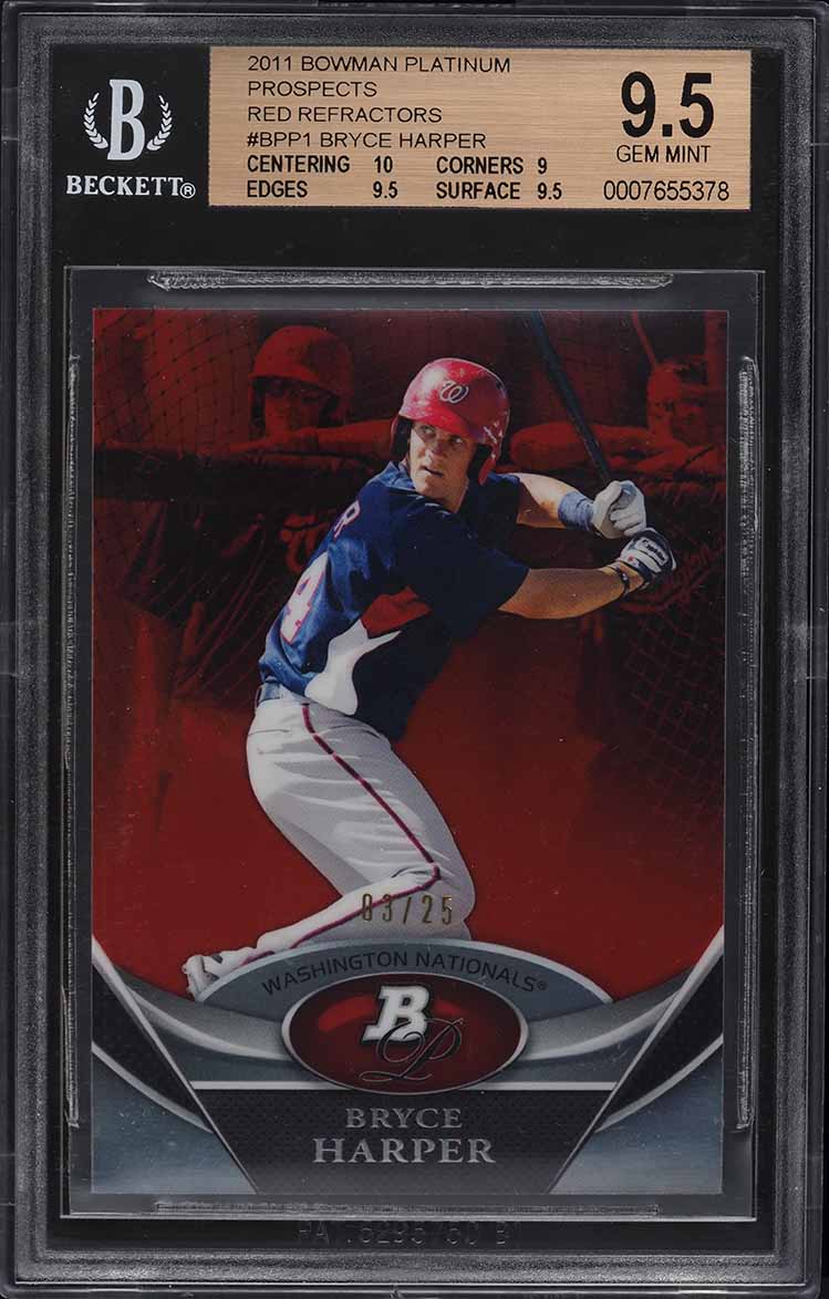 2011 Bowman Red Bryce Harper PROSPECT AUTO /5 #BP1 PSA 7