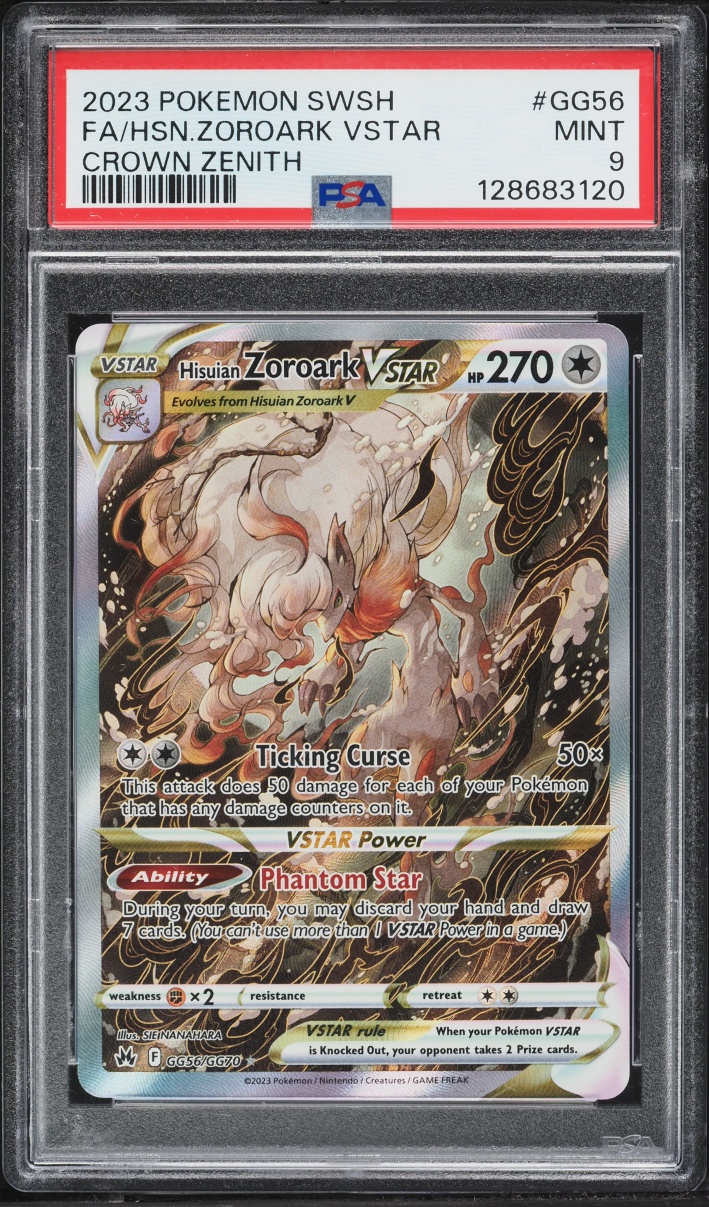 2023 Pokemon Sword & Shield Crown Zenith Full Art Hisuian Zoroark VSTAR #GG56 PSA 9 MINT