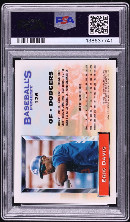 1993 Finest Refractor Eric Davis #126 PSA 8 NM-MT - Photo 2