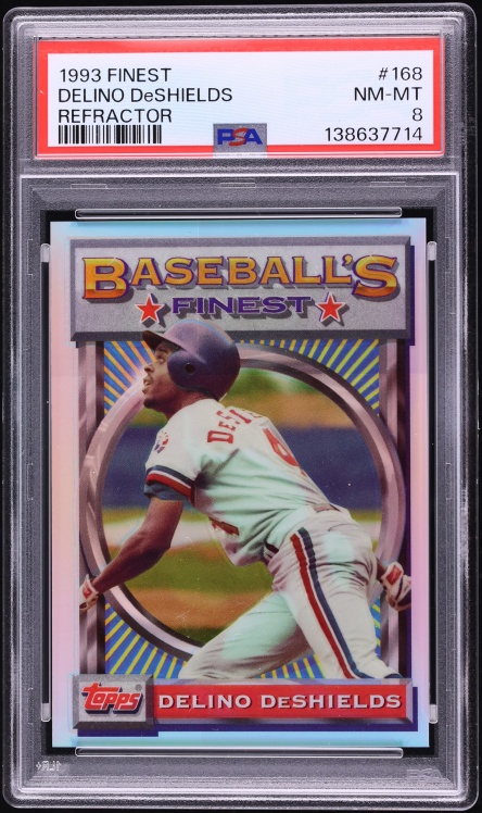 1993 Finest Refractor Delino DeShields #168 PSA 8 NM-MT - Photo 1