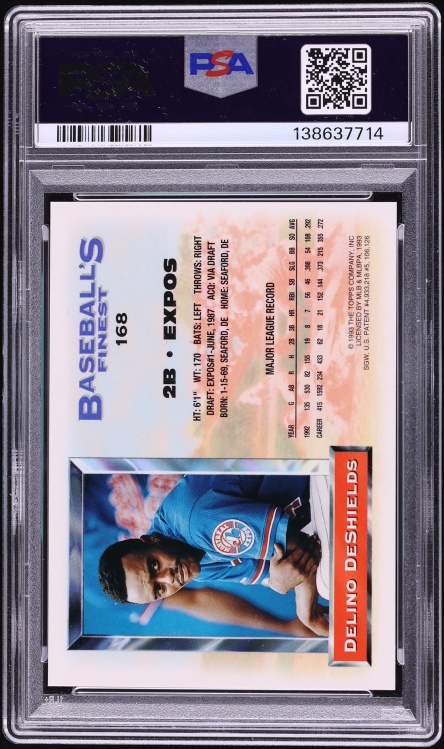 1993 Finest Refractor Delino DeShields #168 PSA 8 NM-MT - Photo 2