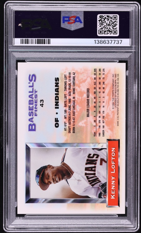 1993 Finest Refractor Kenny Lofton #43 PSA 9 MINT - Photo 2
