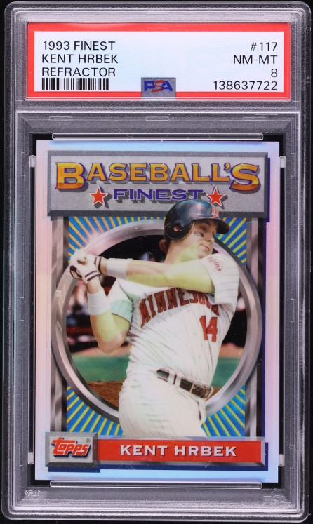 1993 Finest Refractor Kent Hrbek #117 PSA 8 NM-MT - Photo 1