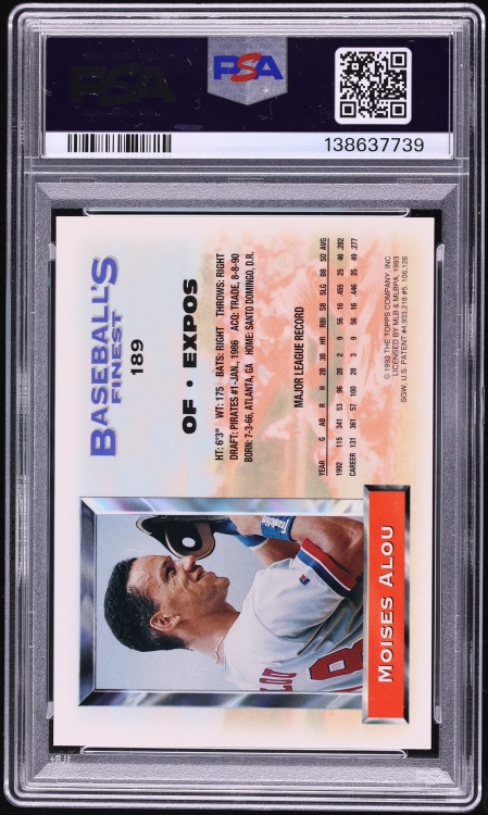 1993 Finest Refractor Moises Alou #189 PSA 8 NM-MT - Photo 2