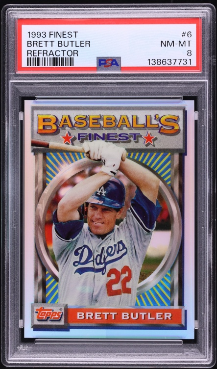 1993 Finest Refractor Brett Butler #6 PSA 8 NM-MT - Photo 1