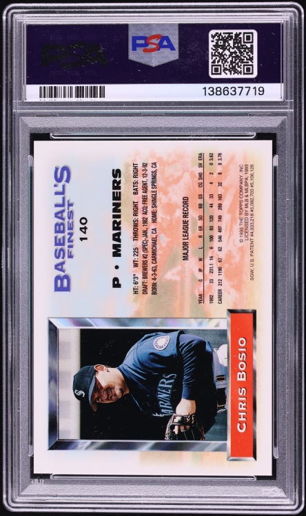 1993 Finest Refractor Chris Bosio #140 PSA 8 NM-MT - Photo 2