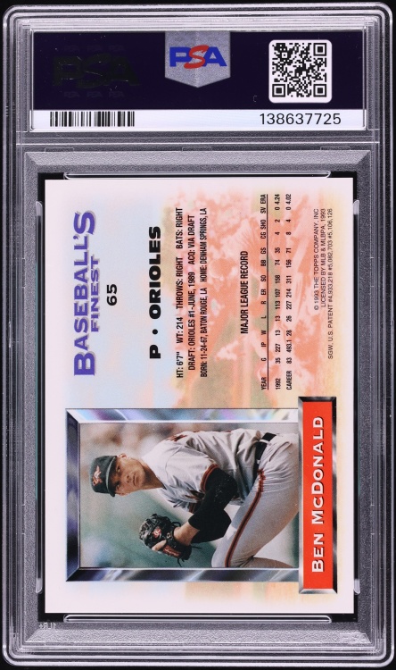 1993 Finest Refractor Ben McDonald #65 PSA 8 NM-MT - Photo 2
