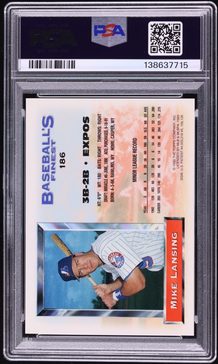 1993 Finest Refractor Mike Lansing ROOKIE #186 PSA 8 NM-MT - Photo 2