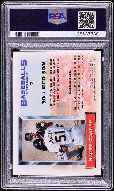 1993 Finest Refractor Scott Cooper #7 PSA 7 NRMT - Photo 2
