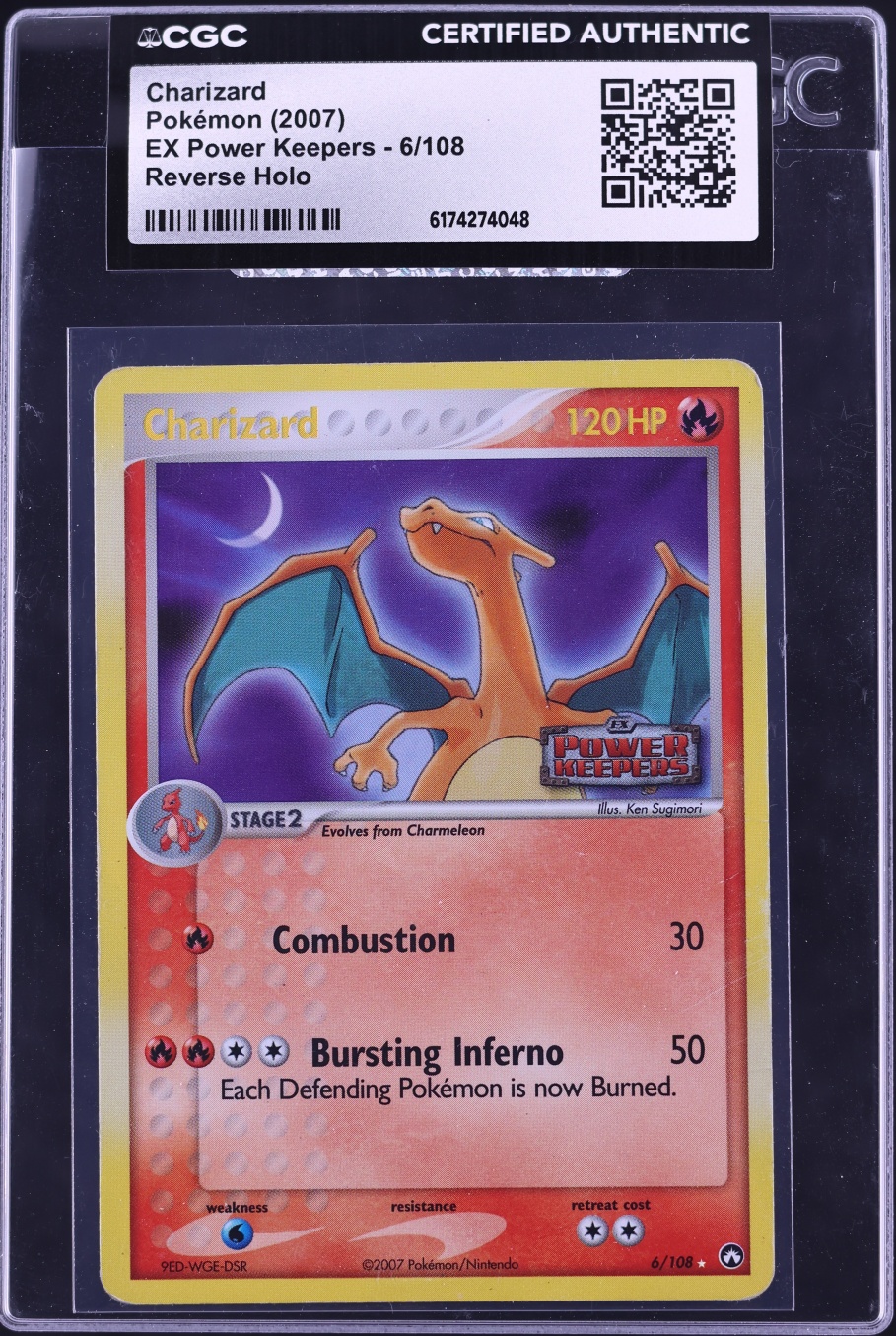 2007 Pokemon EX Power Keepers Reverse Holo Charizard #6 CGC AUTH