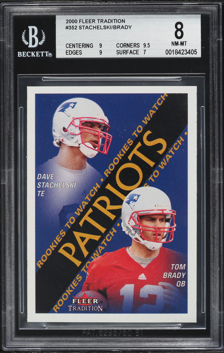 2000 Fleer Tradition Dave Stachelski & Tom Brady ROOKIE #352 BGS 8 NM-MT