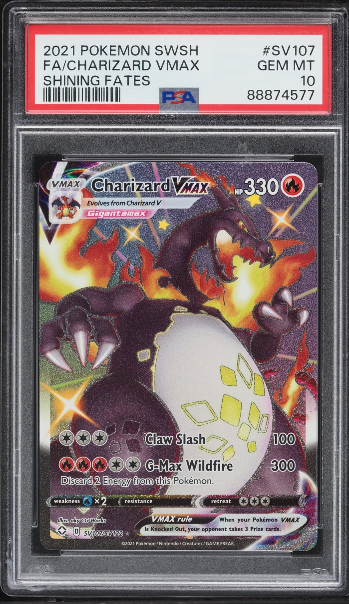 2021 Pokemon SWSH Shining Fates Shiny Vault Full Art Charizard VMAX #SV107 PSA 10 GEM MINT