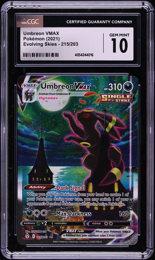 2021 Pokemon Sword & Shield Evolving Skies Alt Art Umbreon VMAX #215 CGC 10 GEM MINT