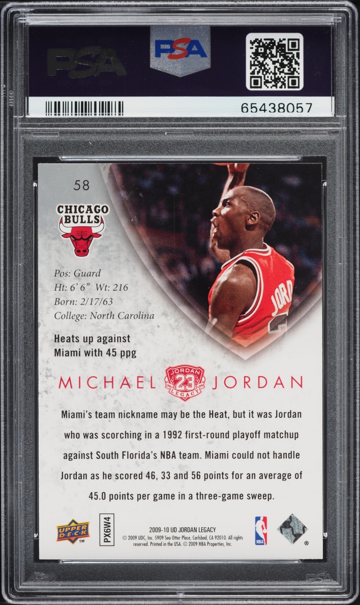 2009 Upper Deck Legacy Gold Michael Jordan #58 PSA 10 GEM MINT