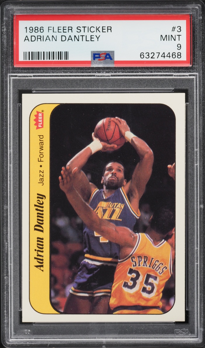 1986 Fleer Sticker Adrian Dantley #3 PSA 9 MINT