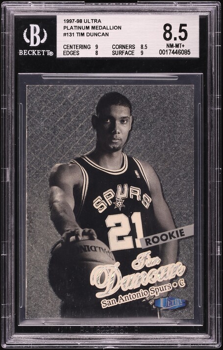 1997 Ultra Gold Medallion Tim Duncan ROOKIE #131G PSA 9 MINT on