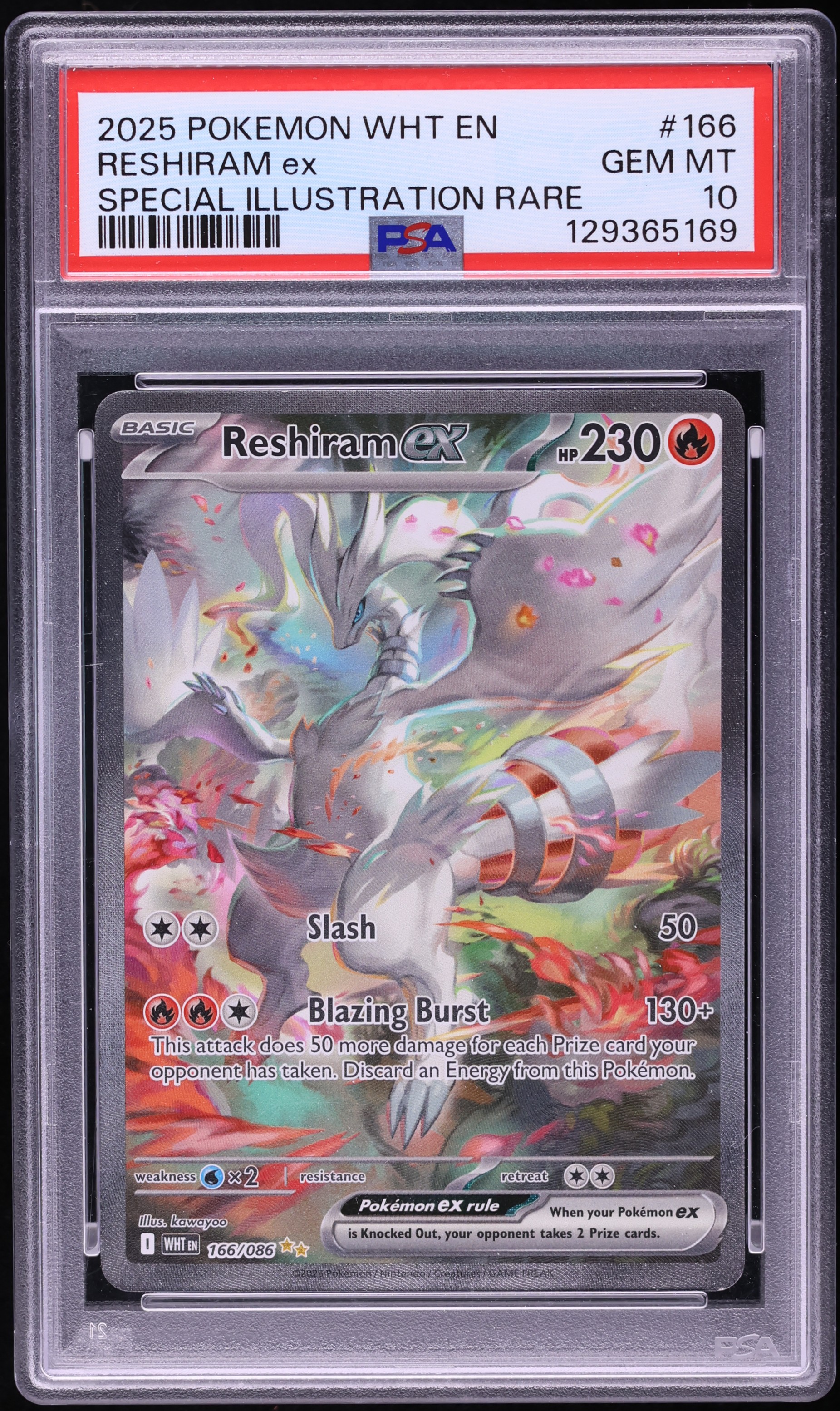 2025 Pokemon Scarlet & Violet White Flare SIR Reshiram Ex #166 PSA 10 GEM MINT