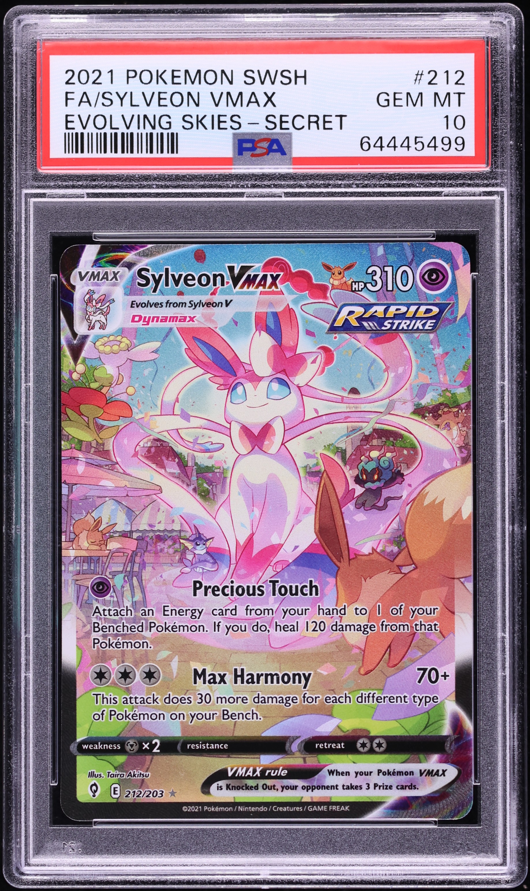 2021 Pokemon Sword & Shield Evolving Skies SEC Sylveon VMAX #212 PSA 10 GEM MINT
